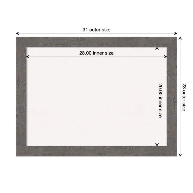 Rustic Plank Narrow Framed White Corkboard Bulletin Board - Rustic Plank Grey Narrow - Board Size 28x20