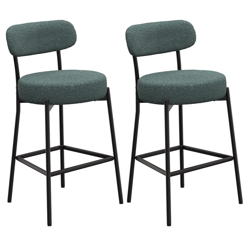 XINMICS 27 Inches Boucle Counter Height Bar Stools with Back
