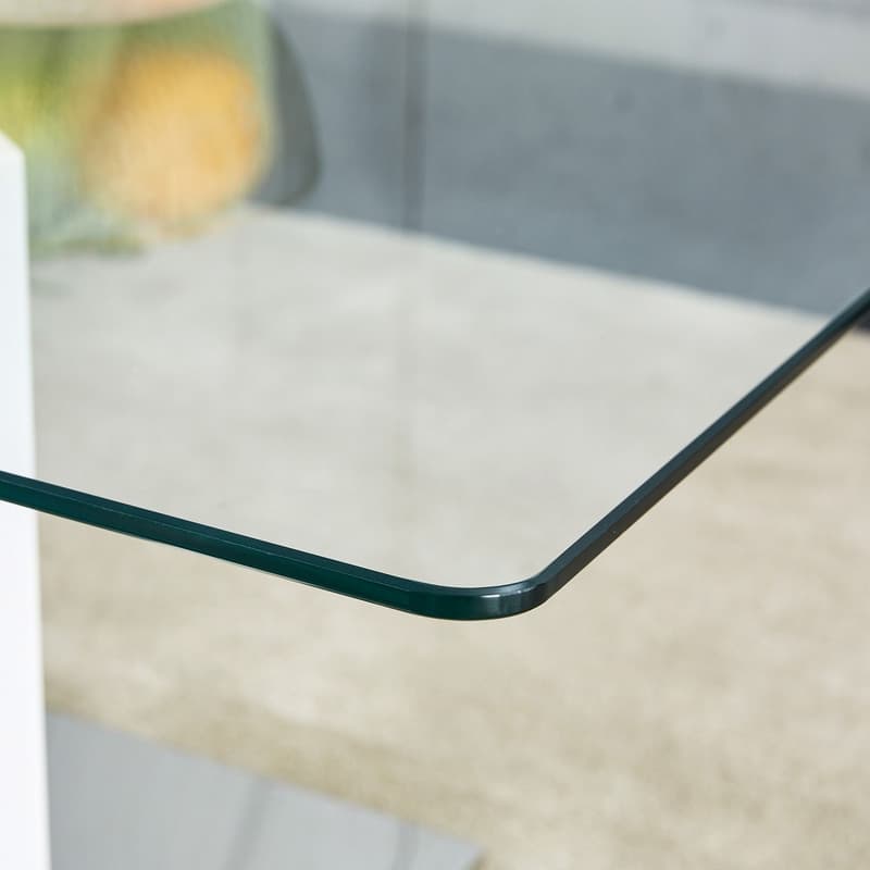 47.2"L Rectangular Coffee Table with Tempered Glass Tabletop