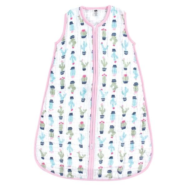 slide 1 of 1, Hudson Baby Infant Girl Muslin Cotton Sleeveless Wearable Sleeping Bag, Sack, Blanket, Girl Cactus 6-12 Months - Girl Cactus