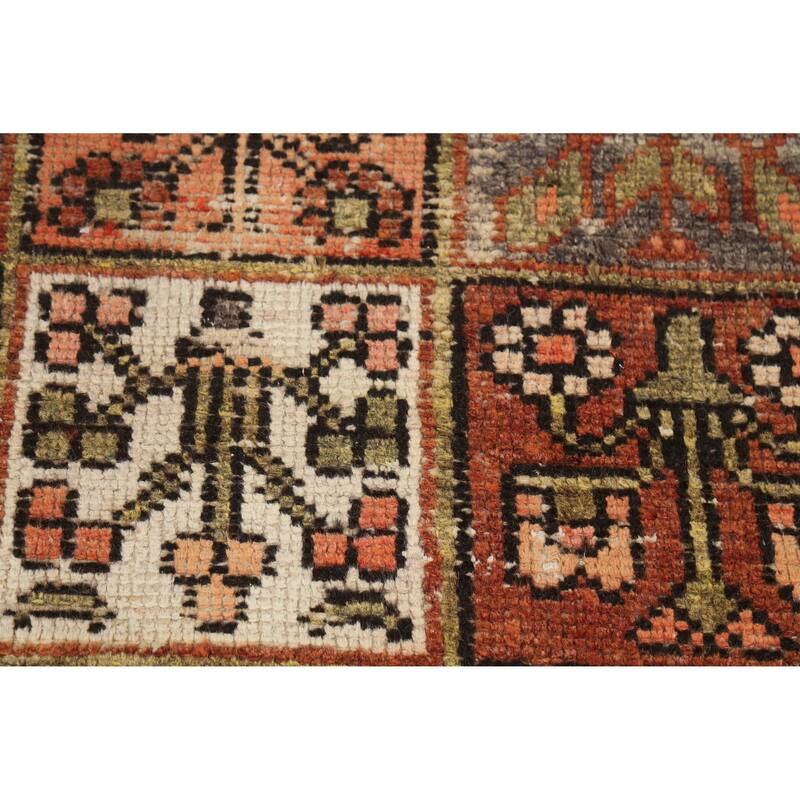 Hand Knotted Oriental 100% Wool Carpet Traditional Geometric Oranges & Rust Bakhtiari Area Rug - 9' 7'' X 6' 7''
