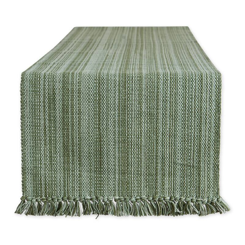 DII Variegated Taupe Fringe Table Runner 13x72 - Table Runner, 13x108" - Artichoke Green