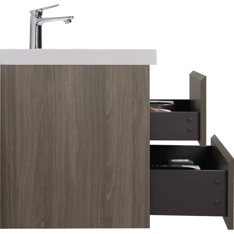 46" Modern Wall-Mounted Floating Bathroom Vanity with Sink, Drawers