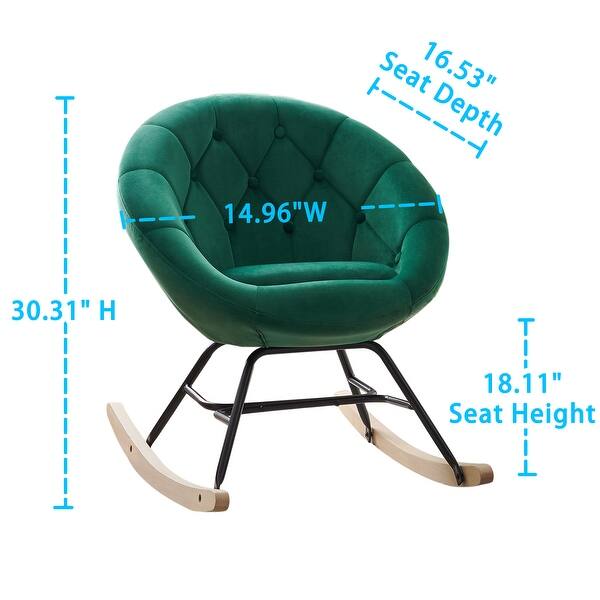 dimension image slide 1 of 5, Modern Velvet Tufted Back Round Accent Rocking Chair for Teenager