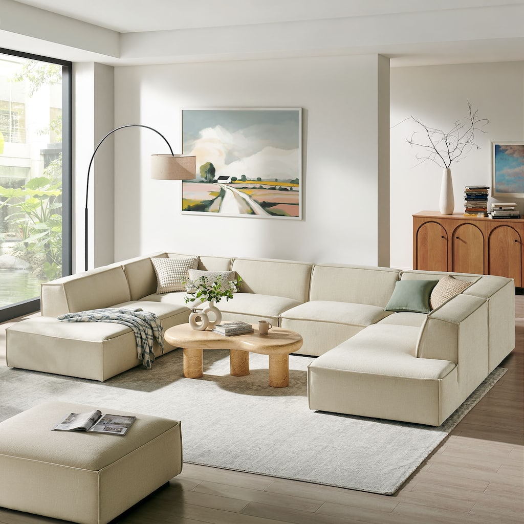 Restore 6-Piece Performance Fabric Upholstered U-Shaped Sectional Sofa