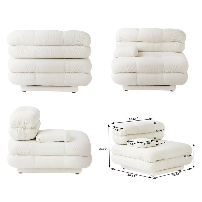 Large Teddy Velvet Fabric 4-pieces Modular Sectional sofa