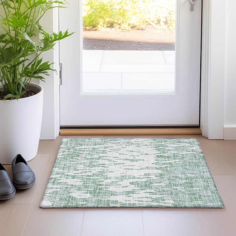 Machine Washable Indoor/ Outdoor Abstract Chantille Rug