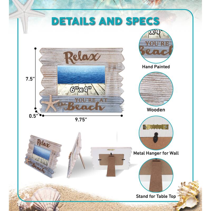 CoTa Global White Distressed Wood Coastal Horizon 6×4 Photo Frame - 9.75 inches