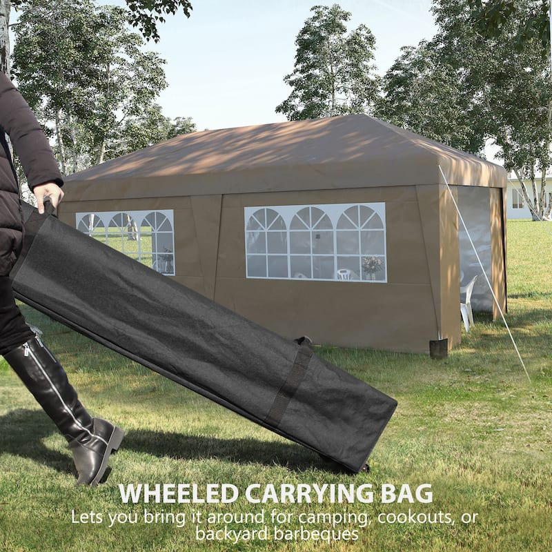 10' x 19.5' Adjustable Pop-Up Canopy Tent with Sidewalls, Leg Weights, and Wheeled Carry Bag for Outdoor Events