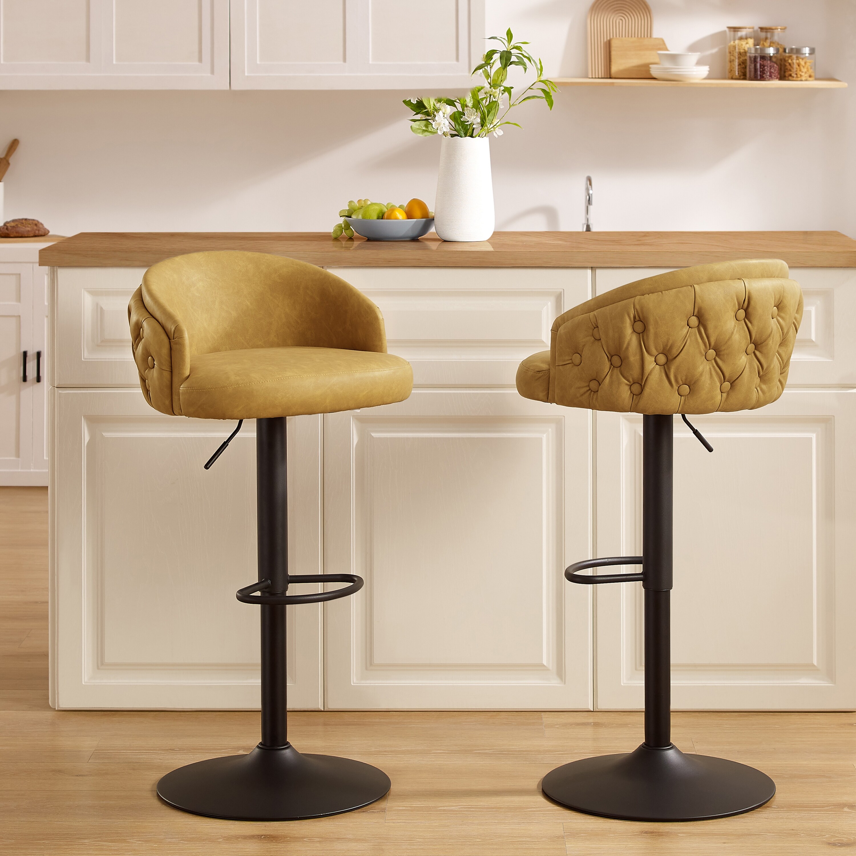 Adjustable modern faux leather swivel bar stools sale