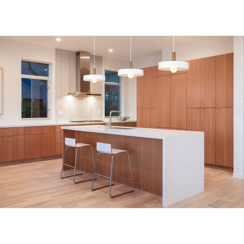 Access Lighting Slate 1 Light Pendant - White with Natural Wood Grain Finish