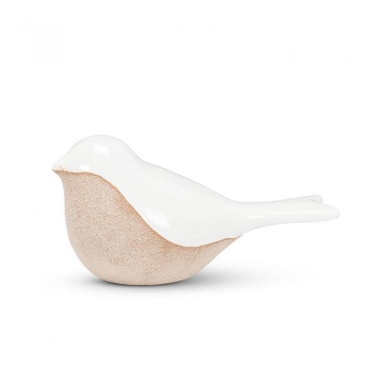 Matte Brown & Shiny White Bird Figurine