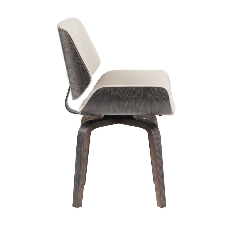 Mid Century Modern Dining Chairs Set of 2, Kitchen Swivel Dining Chairs w/ Curved Back, Faux Leather Reception Room Chairs