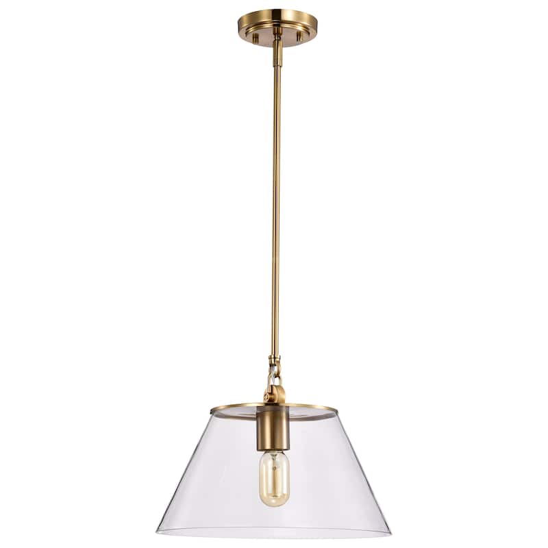 Dover 1 Light Medium Pendant Vintage Brass with Clear Glass - Vintage Brass