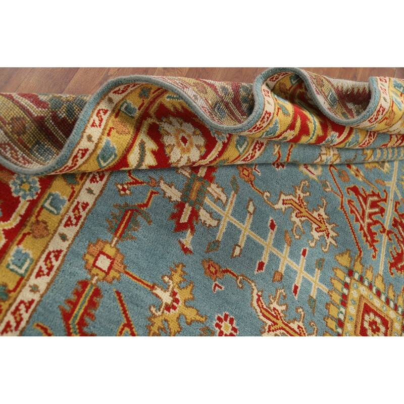 Light Blue Heriz Serapi Oriental Area Rug Handmade Wool Carpet - 8'10" x 11'11"