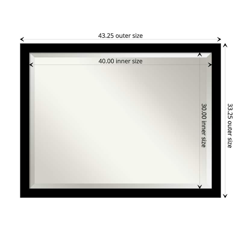 Brushed Beveled Framed Wall Mirror - Brushed Black - Glass Size 40x30