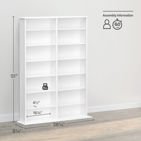 dimension image slide 1 of 7, Prepac Media Storage Display Cabinet 8.75" D x 38.75" W x 51" H