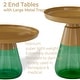 preview thumbnail 9 of 7, Gold Titanium Coffee Table Set of Two with Glass Base Modern Accent - 24x17 19x20