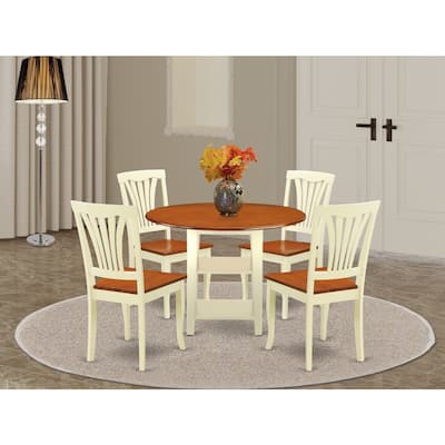 Art Deco Dinette Set - 5 Piece Round Table & Chairs - Buttermilk Cherry Finish