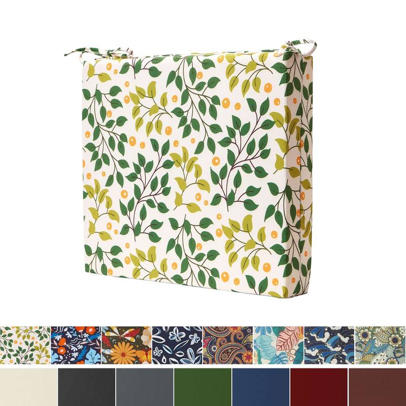 Set of 4 Solid Soft Outdoor Patio Deep Seat Cushion - 18.5x16x3" Square Corner - Yellow and Green