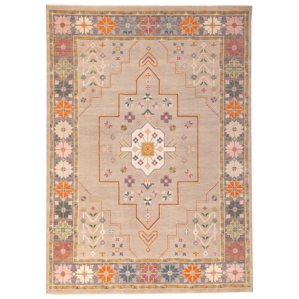 ECARPETGALLERY Hand-knotted Modern Oushak Grey, Taupe Wool Rug - 10'0 x 13'10