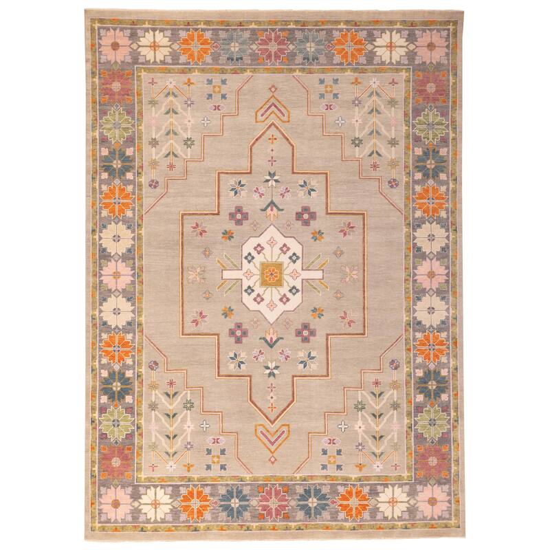 ECARPETGALLERY Hand-knotted Modern Oushak Grey, Taupe Wool Rug - 10'0 x 13'10