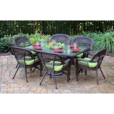 Portside Dark Roast Outdoor Wicker Dining Set (7-Piece)