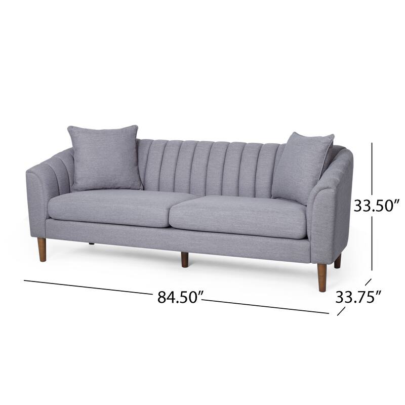 Grey Fabric 3-SEATER SOFA with Contemporary Design and Accent Pillows