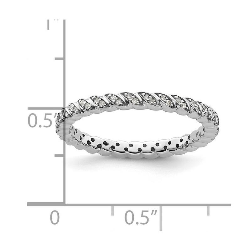 Curata 2.5mm 925 Sterling Silver Prong set Stackable Expressions Polished Diamond Ring