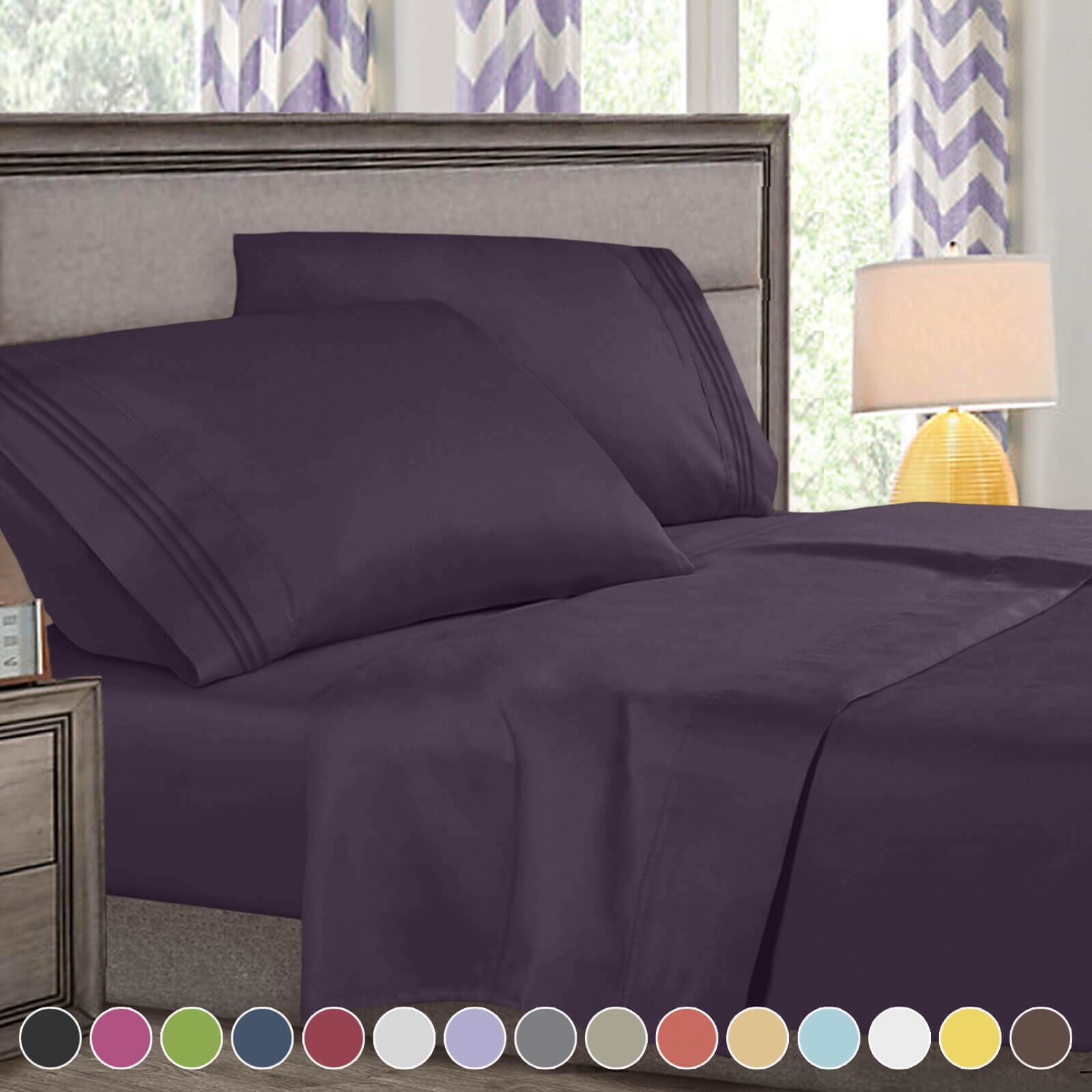 4 Pcs Deluxe Deep Pocket Bed Sheet Set in Queen Size-image