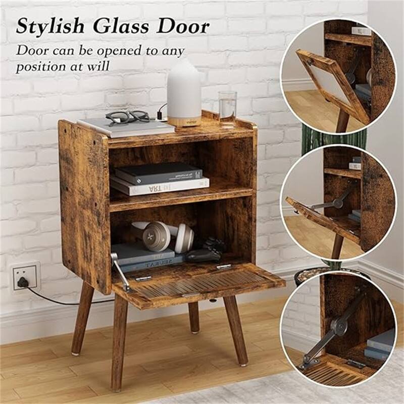 Bedside Tables with Glass Door