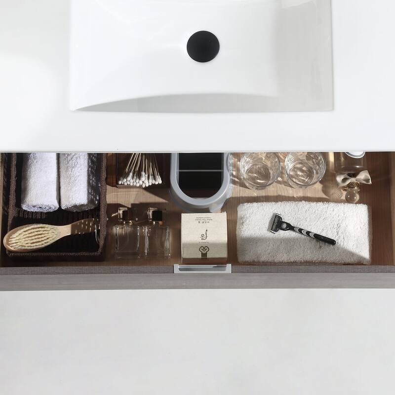 24"/30"/32"/36" Floating Bathroom Vanity Set with Ceramic Sink