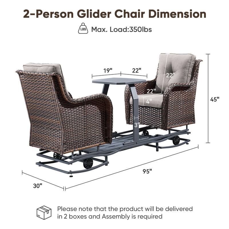 Pocassy Outdoor 2 Person Patio Swing Glider Chair