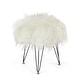 preview thumbnail 4 of 6, Adeco Faux Foot Stool Ottoman Soft Compact Padded Seat Metal