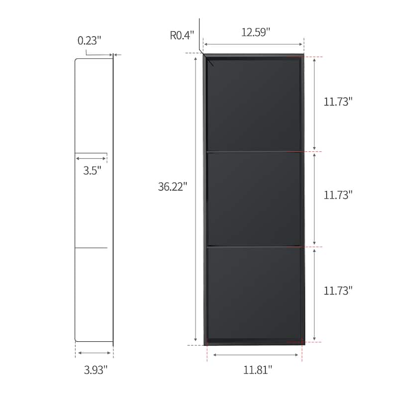 18 Gauge Stainless Steel Black/White Cream Layered Rectangular Recessed Shower Niche - 36"x12.6"