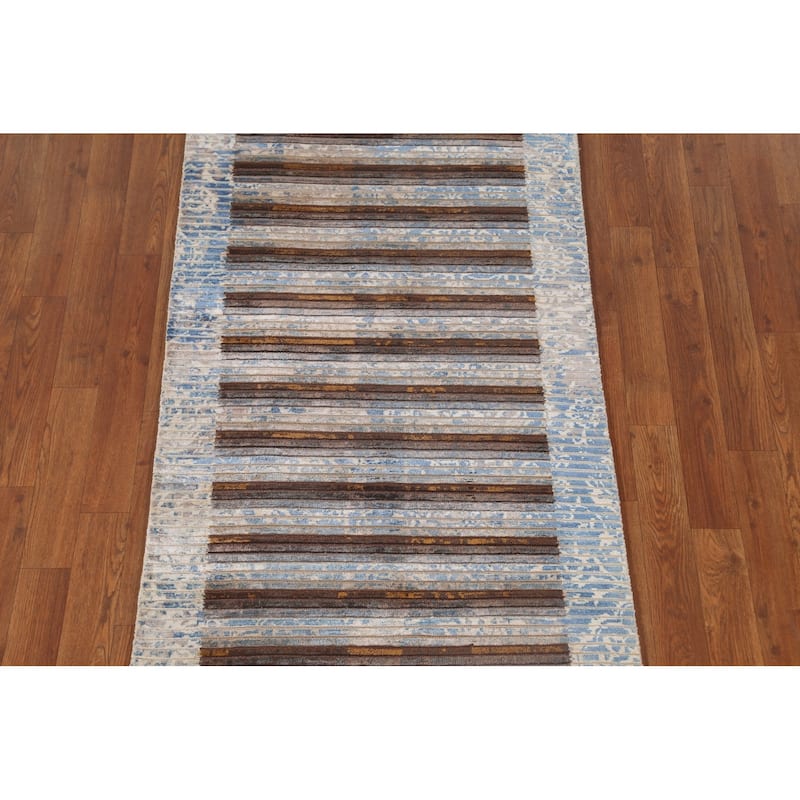 Multi-Color Modern Accent Rug Handmade Wool Carpet - 2'8"x 4'9"