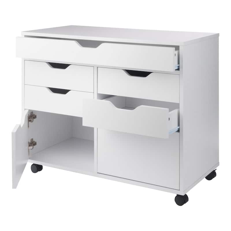 5-Drawer Multi-Storage Mobile Cabinet - 32.25" - White