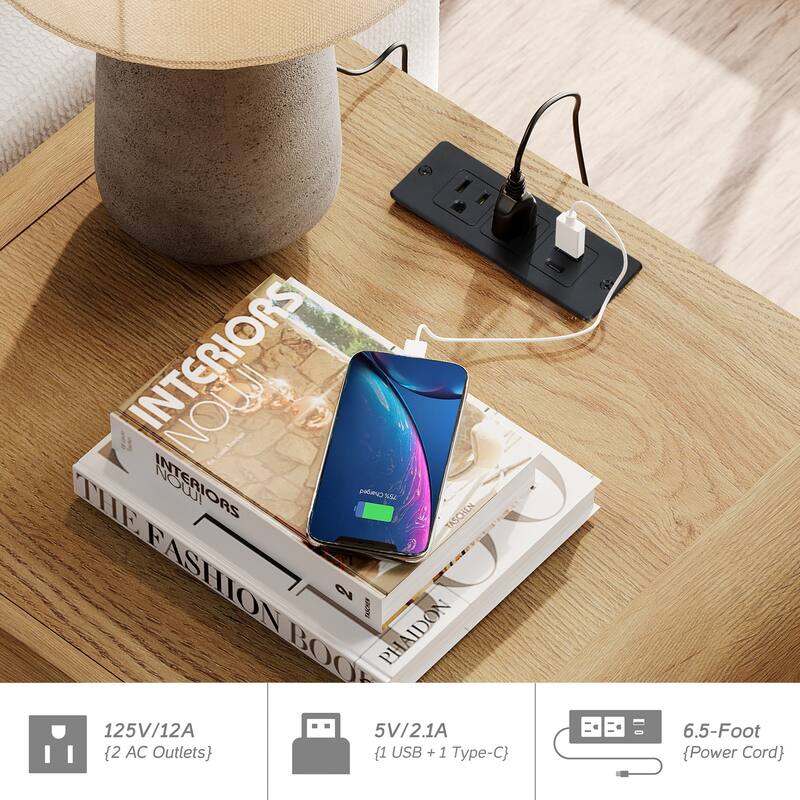 WAMPAT Wooden Dresser And Nightstand Sets, 5 Pcs Bedroom Set, Night Stand Set Of 2, 12 Drawer Dresser With Curved Profile Design