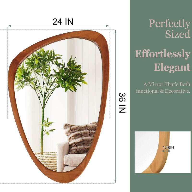 Irregular Solid Wood Frame Decorative Mirror