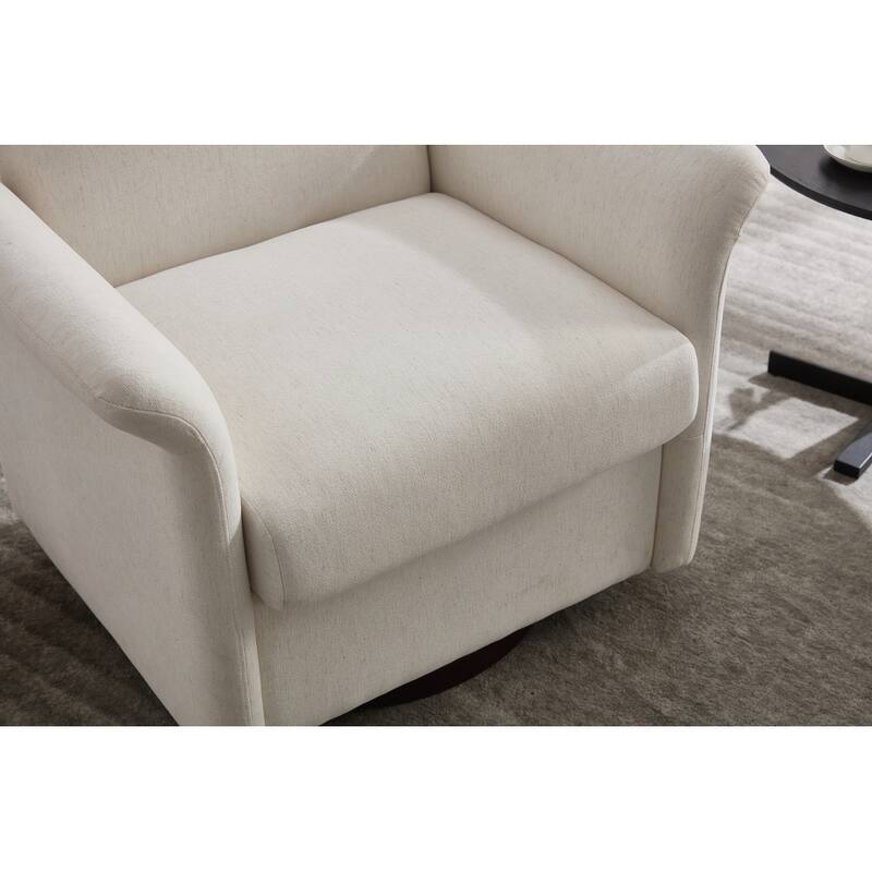 Modern Barrel Armchair with Wood Base