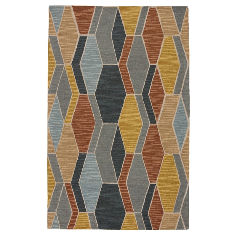 Sade Handmade Geometric Area Rug - 10' x 14' - Gray/Gold - Rectangle