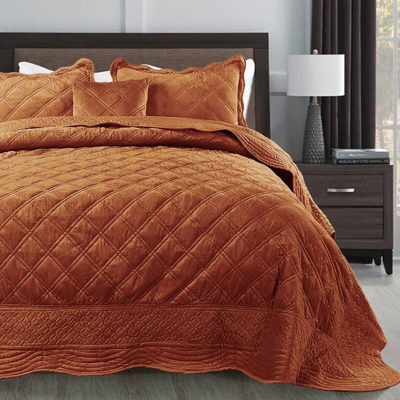Serenta Supersoft Microplush Quilted 4 Pieces Bedspread Coverlet Set
