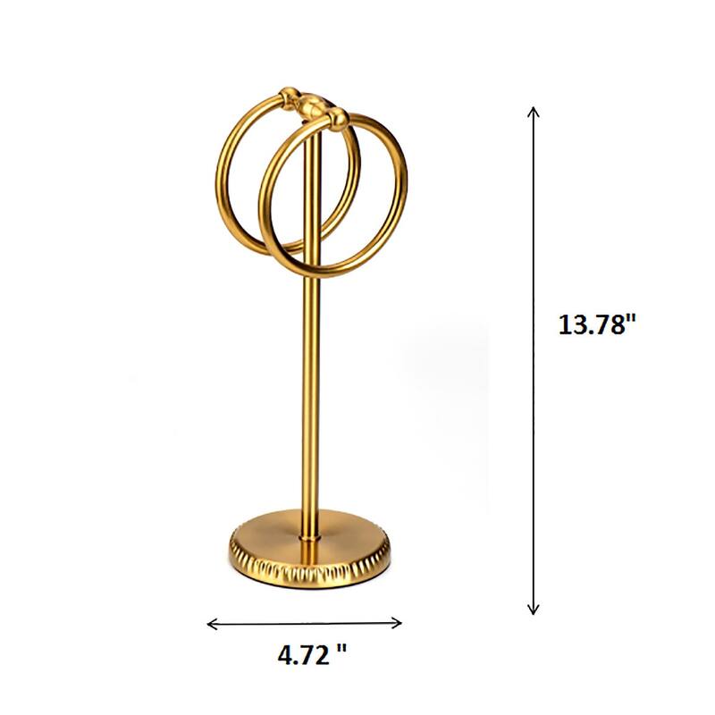 Aged Brass Gold Stainless Steel Double Ring Fingertip Towel Holder With Heavy Base