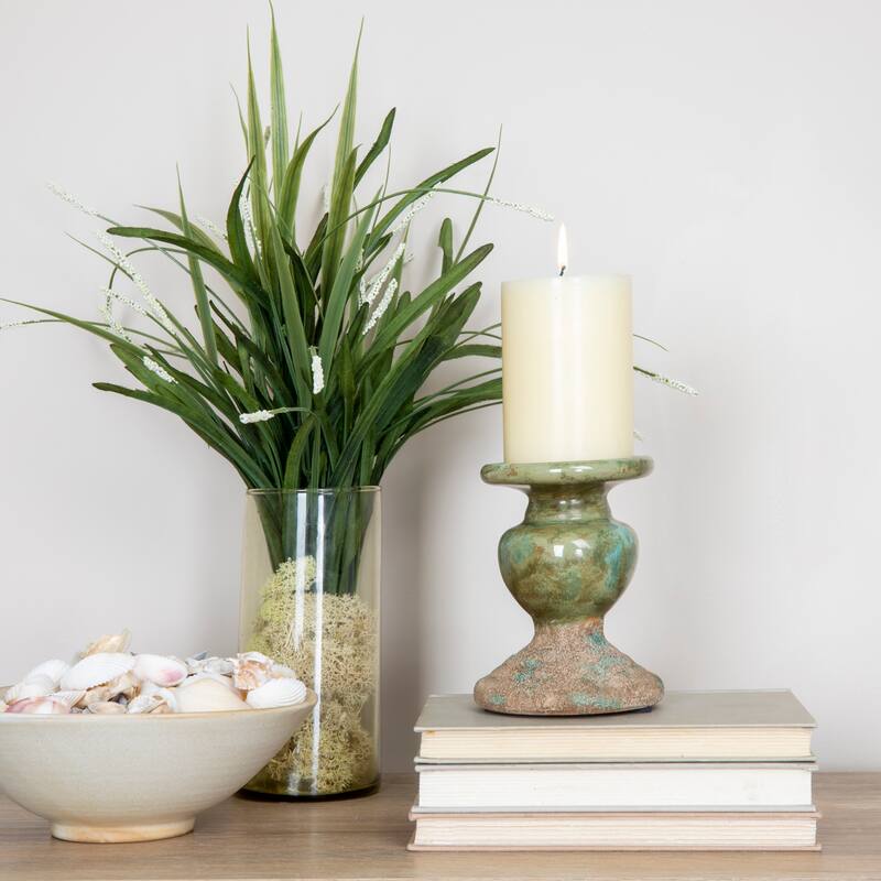 Sculptural Terracotta Pillar Candle Holder
