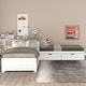 preview thumbnail 19 of 25, L-shaped Daybed Sets Twin Size Platform Bed w/Trundle, Drawers & Desk White - Twin