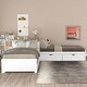 preview thumbnail 3 of 9, Twin Size Table L-shaped Bed with Trundle and Storage Drawers Linked, Pine Wooden Platform Bed with Built-in Desk, White