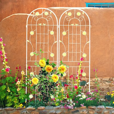White 2 Pack Metal Garden Trellis