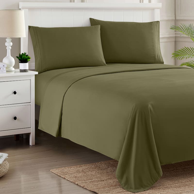 Sweet Home Collection Deep Pocket Soft Microfiber 4-Piece Solid Color Bed Sheet Set
