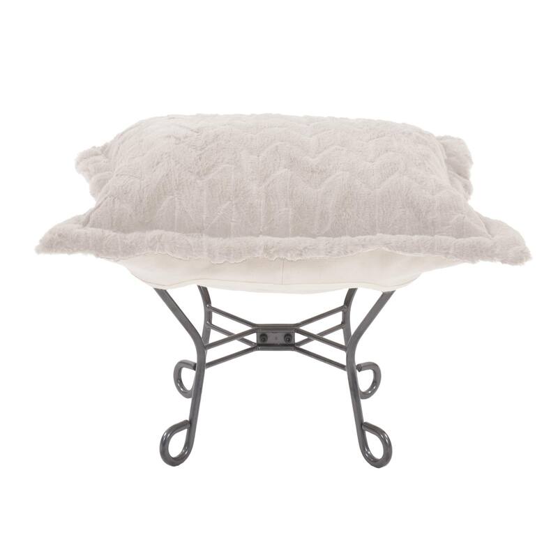 Allan Andrews Scroll Puff Ottoman with Titanium Frame & Cover, Angora Collection - Natural