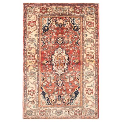 ECARPETGALLERY Hand-knotted Anadol Red Wool Rug - 4'1 x 6'2